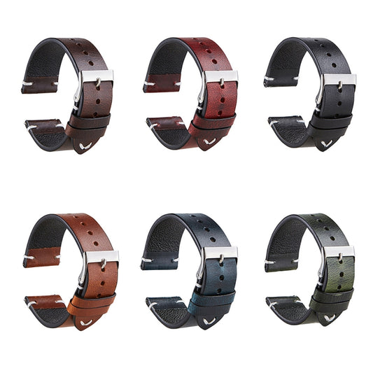 HB001 Color-Changing Retro Oil Wax Leather Universal Watch Band, Size: 18mm(Light Brown) - 18mm Bands by buy2fix | Online Shopping UK | buy2fix