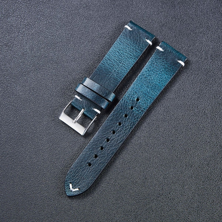HB001 Color-Changing Retro Oil Wax Leather Universal Watch Band, Size: 22mm(Blue) - 22mm Bands by buy2fix | Online Shopping UK | buy2fix