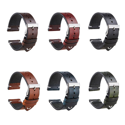HB001 Color-Changing Retro Oil Wax Leather Universal Watch Band, Size: 22mm(Blue) - 22mm Bands by buy2fix | Online Shopping UK | buy2fix