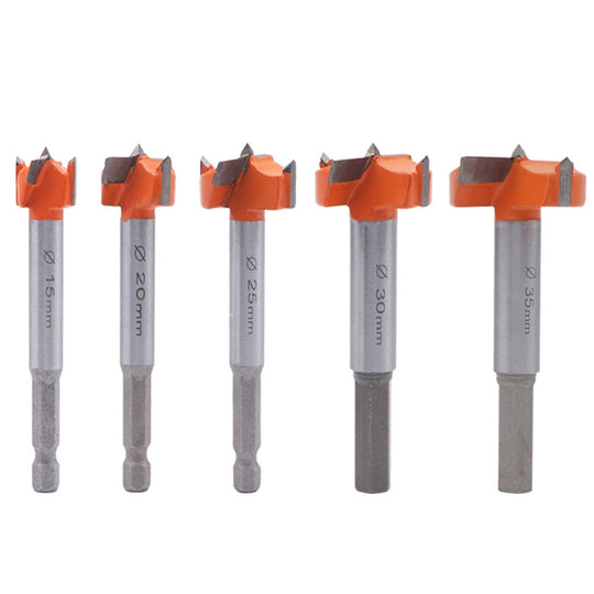 5 PCS / Set Woodworking Hole Opener Hinge Stone Cream Board Wood Take-Hole Door Window With Collar Woodworking Flat Drill Bit(Plastic Box)