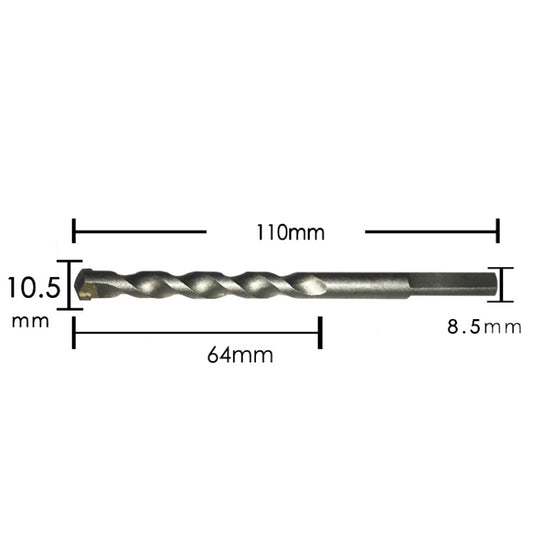 2pcs Hand Electric Drill Shock Drill Wall Mix Soil Cement Wall Construction Drill Bit, Model: 10.5x110mm Triangle Handle - Drill & Drill Bits by buy2fix | Online Shopping UK | buy2fix