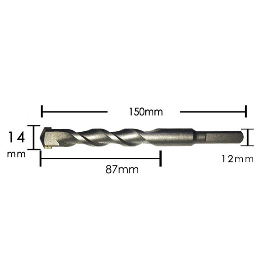 2pcs Hand Electric Drill Shock Drill Wall Mix Soil Cement Wall Construction Drill Bit, Model: 14x150mm Triangle Handle - Drill & Drill Bits by buy2fix | Online Shopping UK | buy2fix