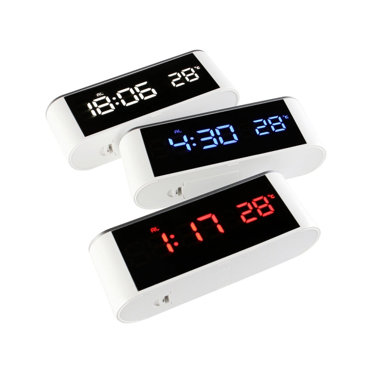 Home LED Mirror Multifunction Electronic Clock Mirror Clock Household Thermometer(Blue Word) - Alarm Clocks by buy2fix | Online Shopping UK | buy2fix