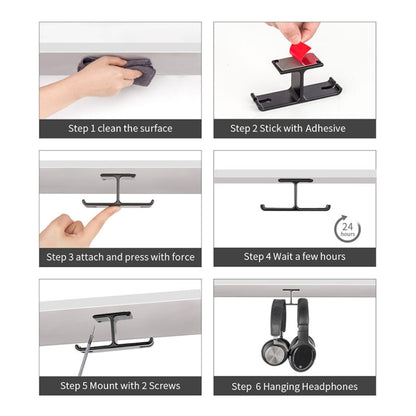 JD041 Headphones Bracket All-Aluminum Alloy Multi-Function Headset Hook(Black) by buy2fix