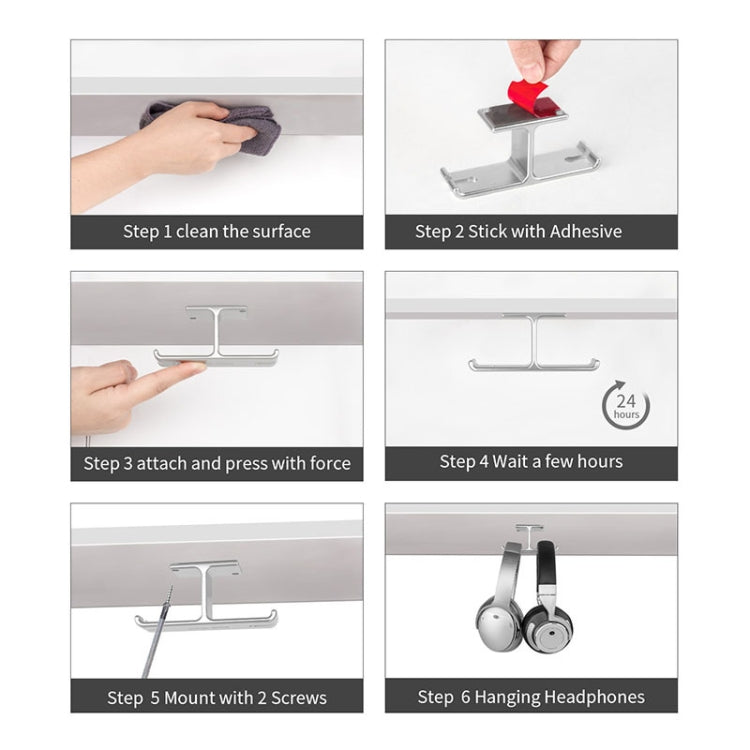 JD041 Headphones Bracket All-Aluminum Alloy Multi-Function Headset Hook(Silver) by buy2fix