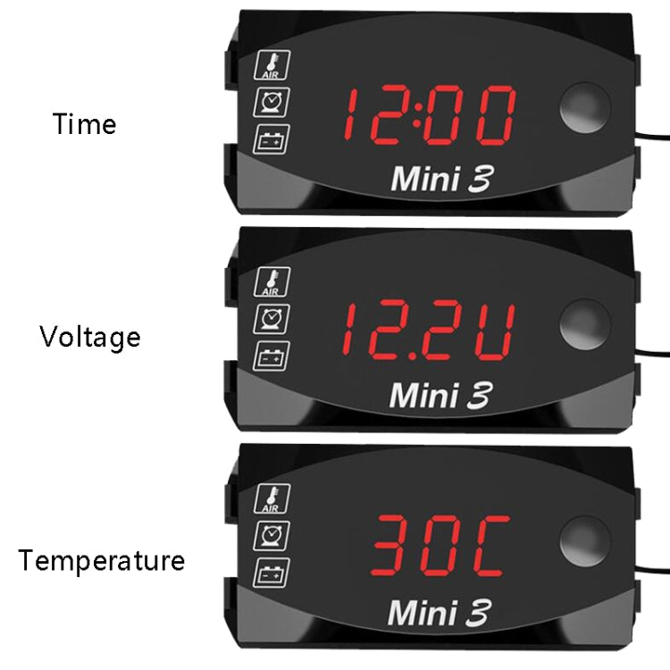 Voltage Clock And Temperature 3 In 1 LED Electronic Meter Large-Screen Digital Display Waterproof And Dustproof Voltmeter(Red Light) - Electrical Instruments by buy2fix | Online Shopping UK | buy2fix