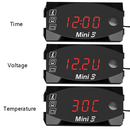 Voltage Clock And Temperature 3 In 1 LED Electronic Meter Large-Screen Digital Display Waterproof And Dustproof Voltmeter(Red Light) - Electrical Instruments by buy2fix | Online Shopping UK | buy2fix