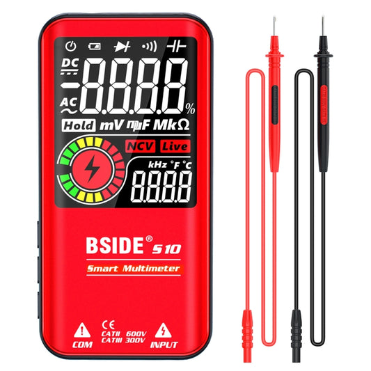 BSIDE Digital Multimeter 9999 Counts LCD Color Display DC AC Voltage Capacitance Diode Meter, Specification: S10 Dry Battery Version (Red) - Digital Multimeter by BSIDE | Online Shopping UK | buy2fix
