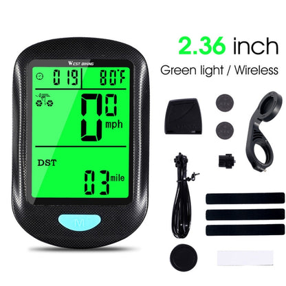 WEST BIKING Mountain Road Bike Wireless Code Meter Multi-Function Interface Riding Speedometer(Black) by WEST BIKING