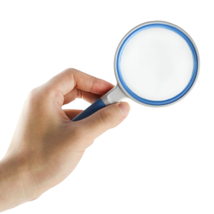 Hand-Held Reading Magnifier Glass Lens Anti-Skid Handle Old Man Reading Repair Identification Magnifying Glass, Specification: 85mm 10 Times (Blue White) - Hand Held Style by buy2fix | Online Shopping UK | buy2fix