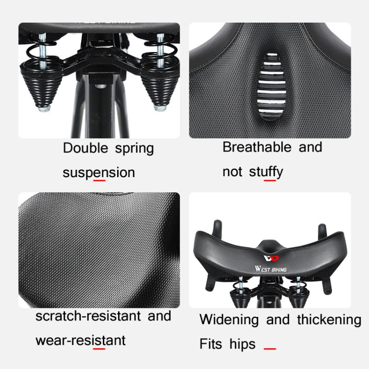 WEST BIKING Bicycle Riding Big Butt Comfortable Saddle(Black Hollow Windshield) by WEST BIKING