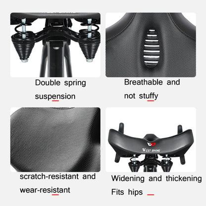 WEST BIKING Bicycle Riding Big Butt Comfortable Saddle(Black Hollow Windshield) by WEST BIKING