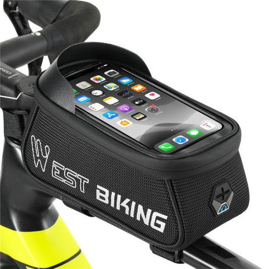 WEST BIKING West 6.9 Inches Rider Bike Reflective Mobile Phone Touch Screen Front Bag Mountain Bike Front Beam Upper Tube Bag(Black) by WEST BIKING