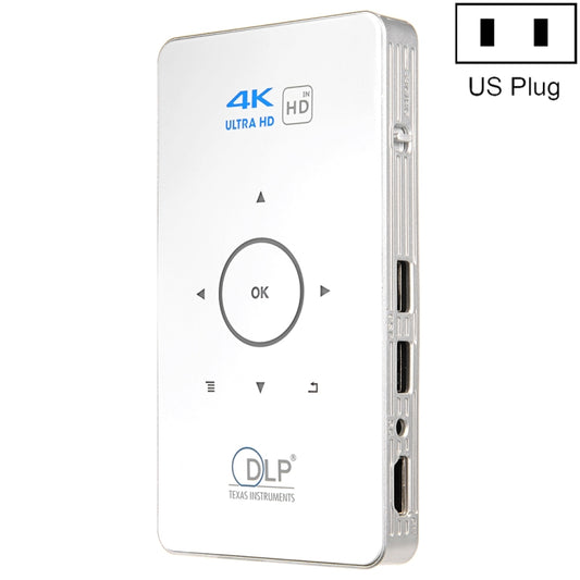 C6 1G+8G Android System Intelligent DLP HD Mini Projector Portable Home Mobile Phone Projector， US Plug (White) - Mini Projector by buy2fix | Online Shopping UK | buy2fix