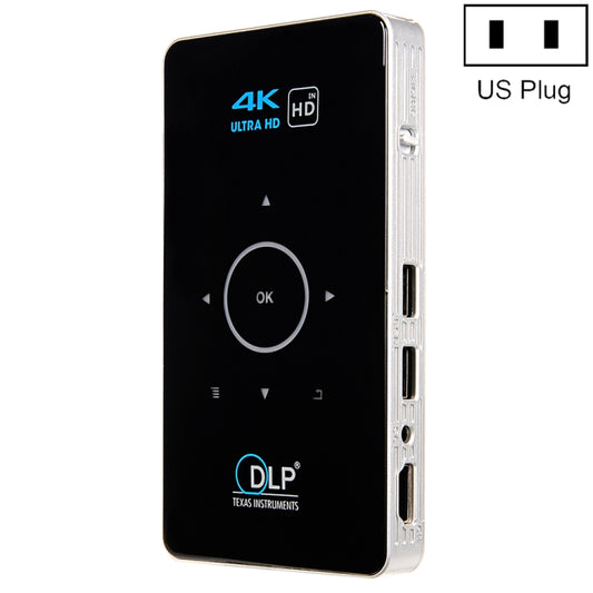 C6 2GB+32GB Android Smart DLP HD Projector Mini Wireless Projector, US Plug (Black) - Mini Projector by buy2fix | Online Shopping UK | buy2fix