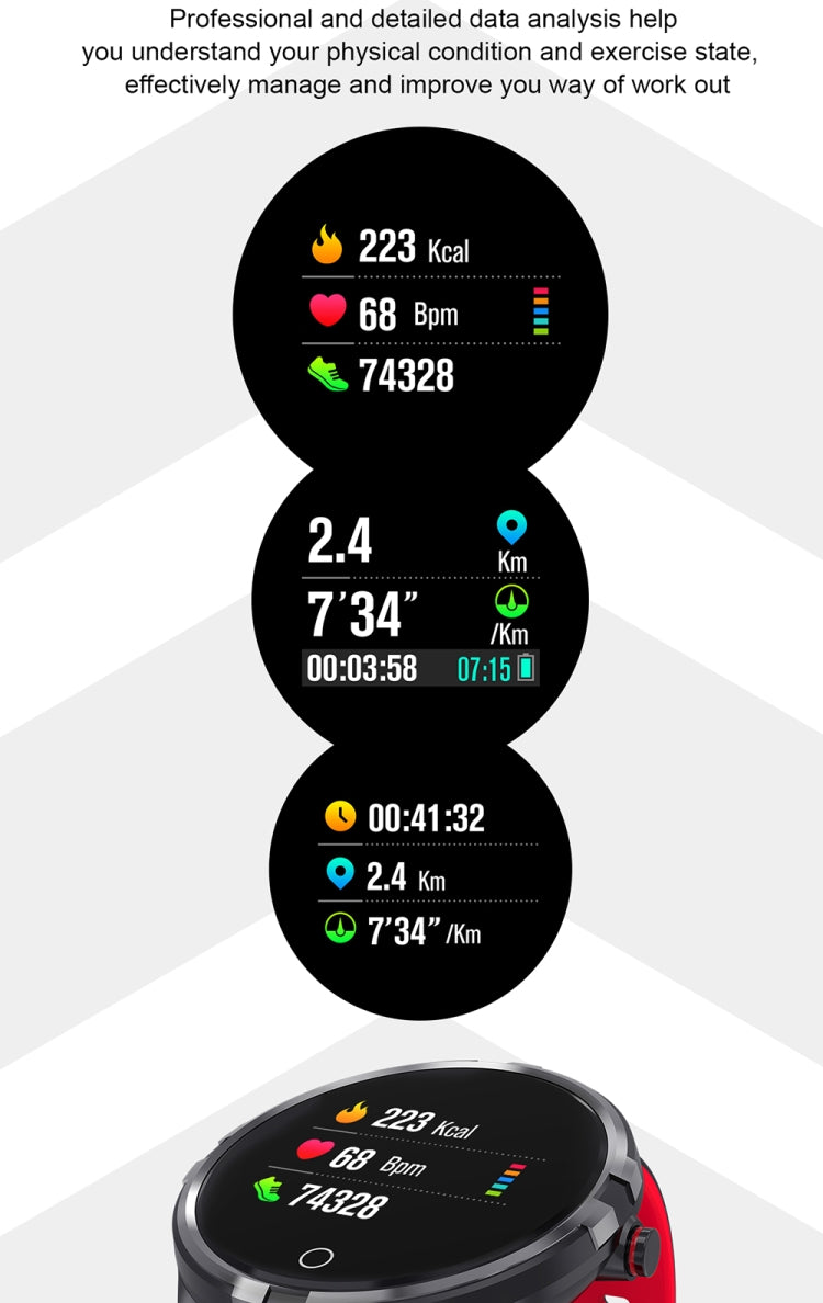 Q88 Smart Watch IP68 Waterproof Men Sports Smartwatch Android Bluetooth Watch Support Heart Rate / Call Reminder / Pedometer / Sleep Monitoring / Tracker(Black Red) - Smart Watches by buy2fix | Online Shopping UK | buy2fix