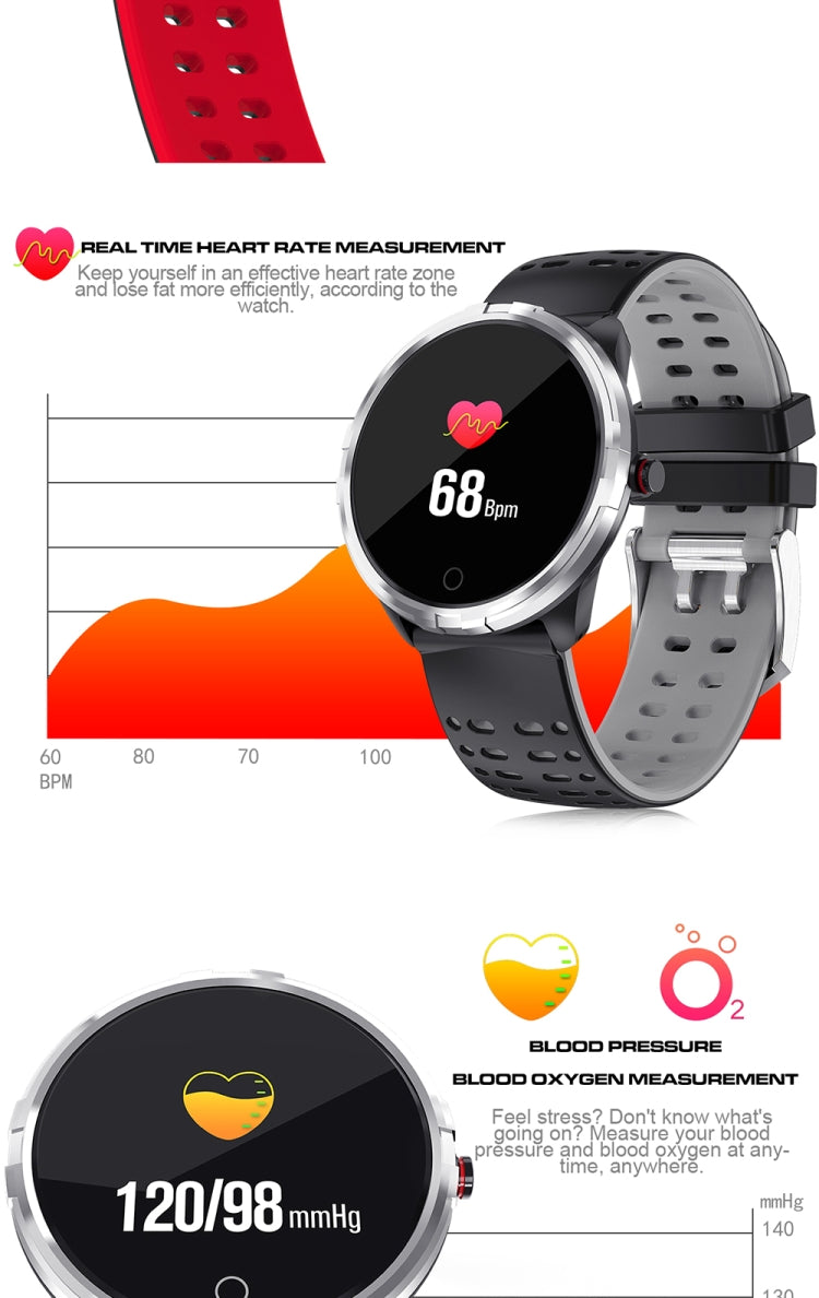 Q88 Smart Watch IP68 Waterproof Men Sports Smartwatch Android Bluetooth Watch Support Heart Rate / Call Reminder / Pedometer / Sleep Monitoring / Tracker(Black Red) - Smart Watches by buy2fix | Online Shopping UK | buy2fix