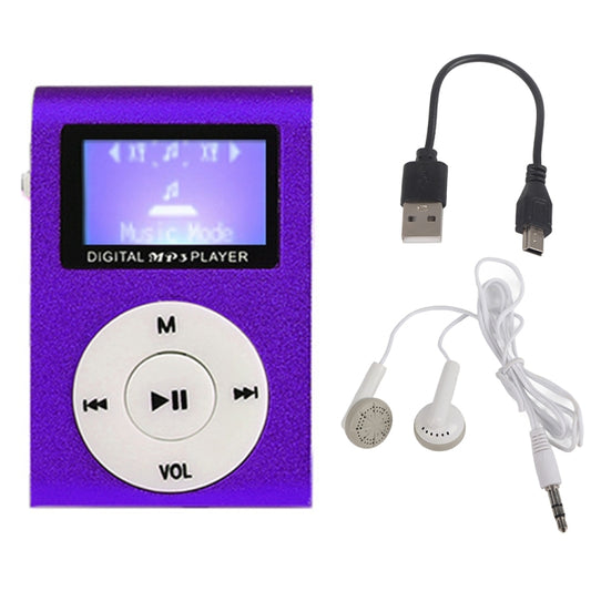 512M+Earphone+Cable Mini Lavalier Metal MP3 Music Player with Screen(Purple) - MP3 Player by buy2fix | Online Shopping UK | buy2fix