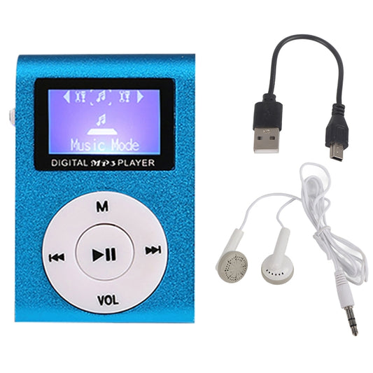 512M+Earphone+Cable Mini Lavalier Metal MP3 Music Player with Screen(Blue) - MP3 Player by buy2fix | Online Shopping UK | buy2fix