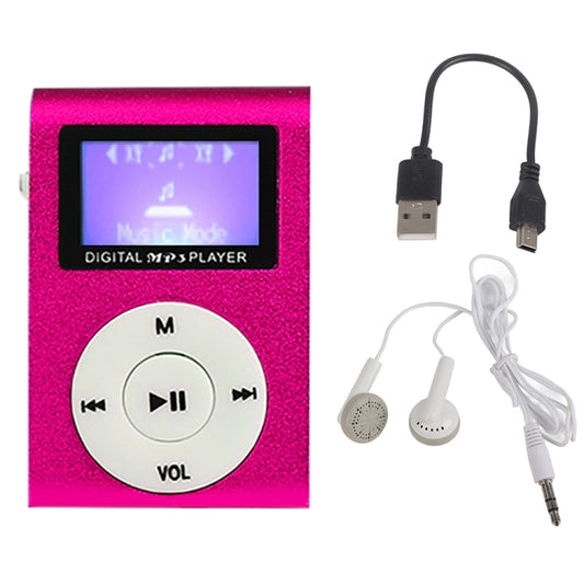 128M+Earphone+Cable Mini Lavalier Metal MP3 Music Player with Screen(Pink) - MP3 Player by buy2fix | Online Shopping UK | buy2fix