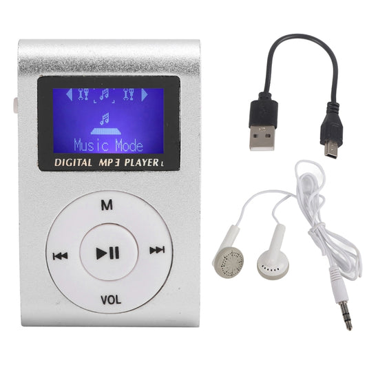 128M+Earphone+Cable Mini Lavalier Metal MP3 Music Player with Screen(Silver Gray) - MP3 Player by buy2fix | Online Shopping UK | buy2fix