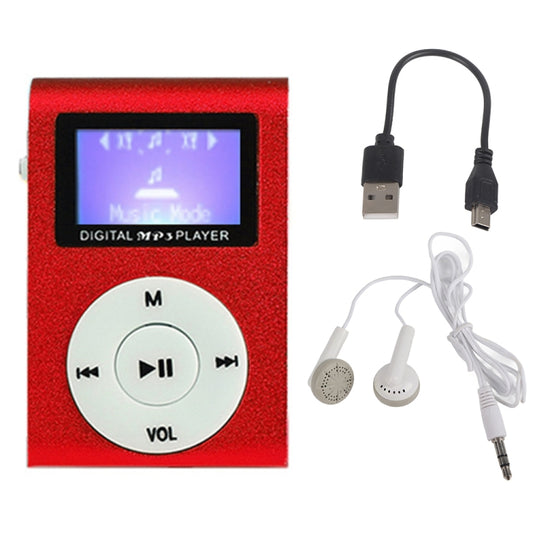 128M+Earphone+Cable Mini Lavalier Metal MP3 Music Player with Screen(Red) - MP3 Player by buy2fix | Online Shopping UK | buy2fix