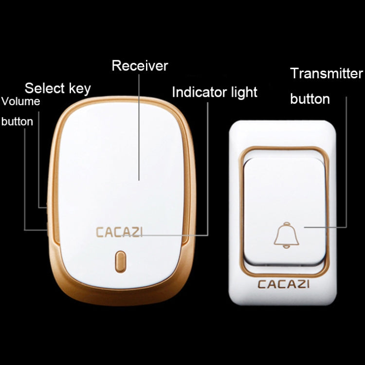 CACAZI Smart Waterproof Music Wireless Doorbell Multifunctional Pager, Style: EU Plug(Silver) - Wireless Doorbell by CACAZI | Online Shopping UK | buy2fix
