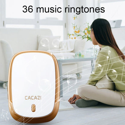 CACAZI Smart Waterproof Music Wireless Doorbell Multifunctional Pager, Style: EU Plug(Silver) - Wireless Doorbell by CACAZI | Online Shopping UK | buy2fix