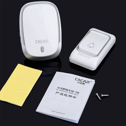 CACAZI Smart Waterproof Music Wireless Doorbell Multifunctional Pager, Style: EU Plug(Silver) - Wireless Doorbell by CACAZI | Online Shopping UK | buy2fix