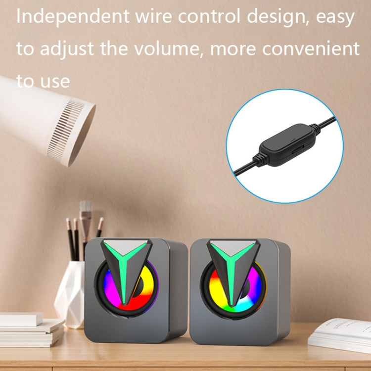 FT-25-1 RGB Colorful Lighting Desktop Computer Speaker(Black) by buy2fix