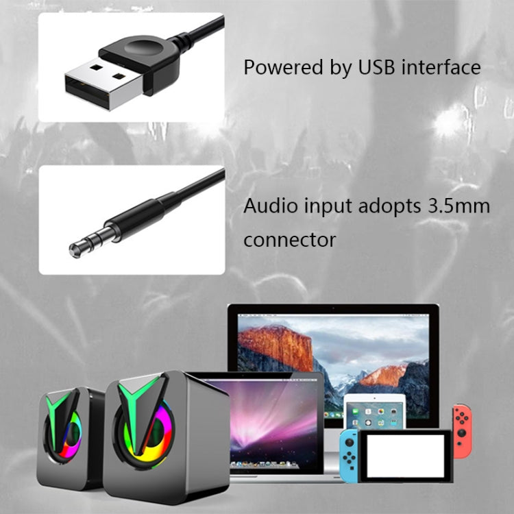 FT-25-1 RGB Colorful Lighting Desktop Computer Speaker(Black) by buy2fix