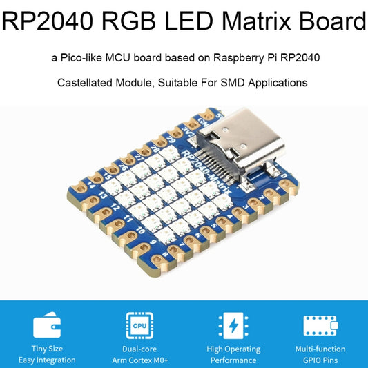 Waveshare 24594 5×5 RGB LED Matrix RP2040 Dual Core Processor Development Board - Modules Expansions Accessories by Waveshare | Online Shopping UK | buy2fix