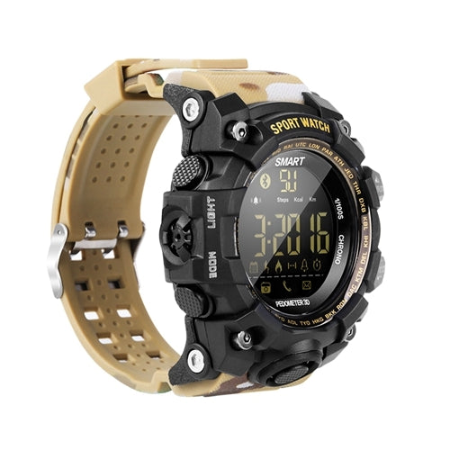 EX16S Sports Smart Watch IP67 Waterproof Outdoor Bluetooth Remote Pedemeter Long Standby (Camouflage Yellow) - Smart Watches by buy2fix | Online Shopping UK | buy2fix