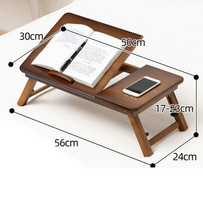 741ZDDNZ Bed Use Folding Height Adjustable Laptop Desk Dormitory Study Desk, Specification: Classic Tea Color 56cm Thick Bamboo - Laptop Stand by buy2fix | Online Shopping UK | buy2fix