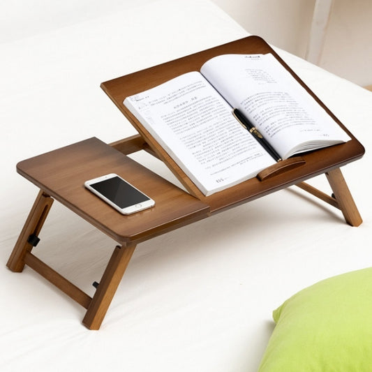 741ZDDNZ Bed Use Folding Height Adjustable Laptop Desk Dormitory Study Desk, Specification: Classic Tea Color 64cm Thick Bamboo - Laptop Stand by buy2fix | Online Shopping UK | buy2fix