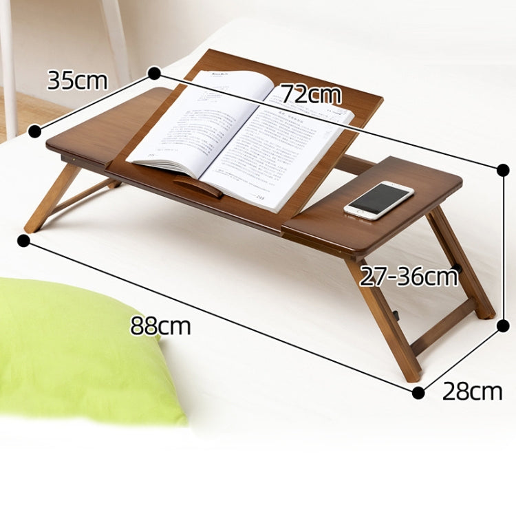741ZDDNZ Bed Use Folding Height Adjustable Laptop Desk Dormitory Study Desk, Specification: Classic Tea Color 88cm Thick Bamboo - Laptop Stand by buy2fix | Online Shopping UK | buy2fix