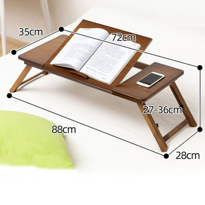 741ZDDNZ Bed Use Folding Height Adjustable Laptop Desk Dormitory Study Desk, Specification: Classic Tea Color 88cm Thick Bamboo - Laptop Stand by buy2fix | Online Shopping UK | buy2fix