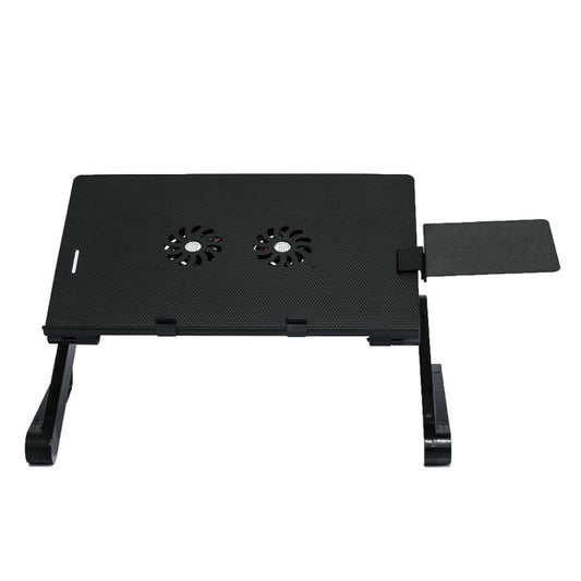 T8 Aluminum Alloy Folding & Lifting Laptop Desk Office Desk Heightening Bracket with Fan & Mouse Board (Black) - Laptop Stand by buy2fix | Online Shopping UK | buy2fix