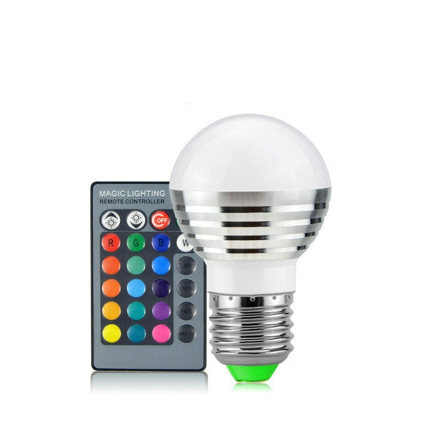 3W RGB LED Bulb 16 Color Magic Night Lamp Dimmable Stage Light with 24-keys Remote Control E27 by buy2fix