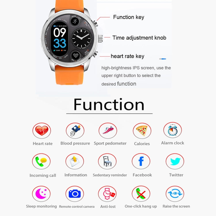 T3 Dual Display Smart Watch For Men IP68 Waterproof Fitness Bracelet 15 Days Standby Business Smartwatch Activity Tracker(Black) by buy2fix