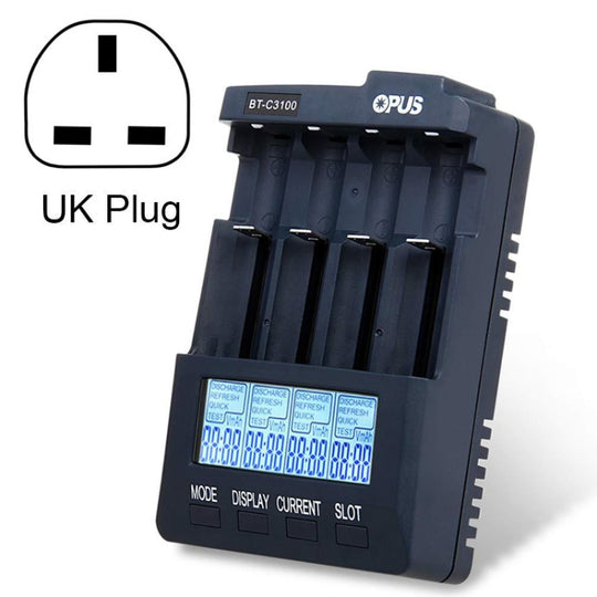 OPUS BT-C3100 Smart Smart Digital Intelligentes 4-Slot-Akkuladegerät (UK-Stecker)