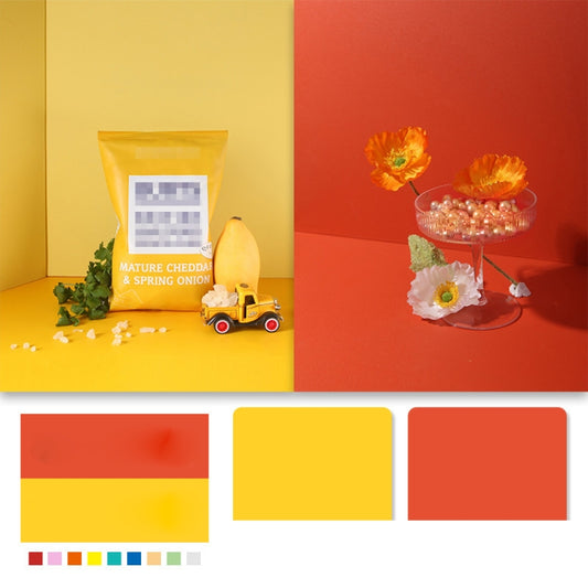 60 X 60cm Non-Reflective Matte PVC Board Double-Sided Solid Color Photo Background Board Filming Photography Props(Orange + Yellow) - Solid Color by buy2fix | Online Shopping UK | buy2fix