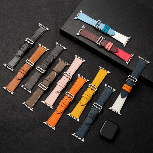 Cowhide Leather Strap Watch Band For Apple Watch Series 9&8&7 41mm / SE 3&SE 2&6&SE&5&4 40mm / 3&2&1 38mm(Black) - Watch Bands by buy2fix | Online Shopping UK | buy2fix