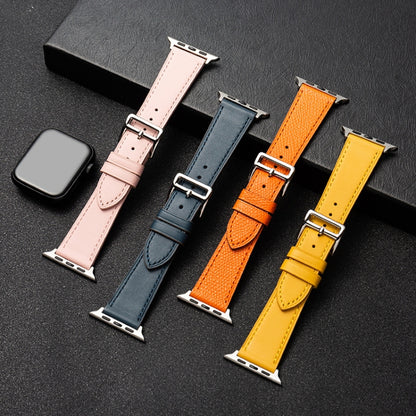 Cowhide Leather Strap Watch Band For Apple Watch Ultra 49mm&Watch Ultra 2 49mm / Series 9&8&7 45mm / SE 3&SE 2&6&SE&5&4 44mm / 3&2&1 42mm(Orange) - Watch Bands by buy2fix | Online Shopping UK | buy2fix