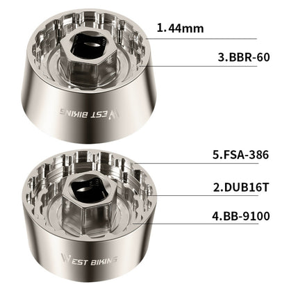 WEST BIKING YP0719253 5 in 1 44MM Bicycle Bottom Brackets Repair Tool(Silver) - Maintenance tools by WEST BIKING | Online Shopping UK | buy2fix