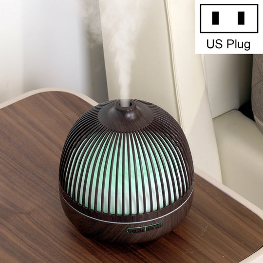 Machine d'aromathérapie graphique en bois de cage à oiseaux humidificateur creux de lumière de nuit colorée de maison intelligente ultrasonique, spécifications du produit: prise américaine (motif en bois profond)