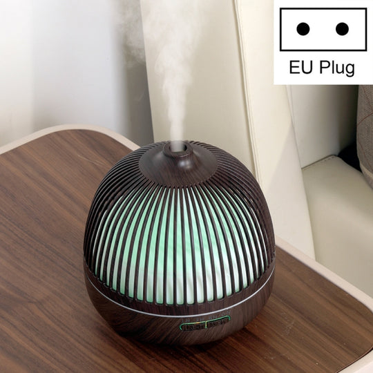 Bird Cage Wood Graphic Aromatherapy Machine Ultrasonic Smart Home Colorful Night Light Hollow Humidifier, Product specifications: EU Plug(Deep Wood Pattern)