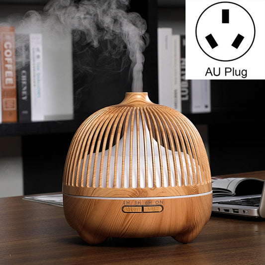 Bird Cage Wood Graphic Aromatherapy Machine Ultrasonic Smart Home Colorful Night Light Hollow Humidifier, Product specifications: AU Plug(Light Wood Pattern) - Air Purifiers & Accessories by buy2fix | Online Shopping UK | buy2fix