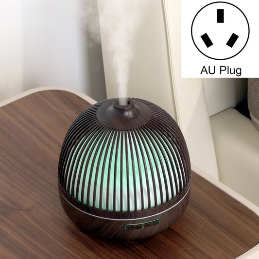 Bird Cage Wood Graphic Aromatherapy Machine Ultrasonic Smart Home Colorful Night Light Hollow Humidifier, Product specifications: AU Plug(Deep Wood Pattern) - Air Purifiers & Accessories by buy2fix | Online Shopping UK | buy2fix