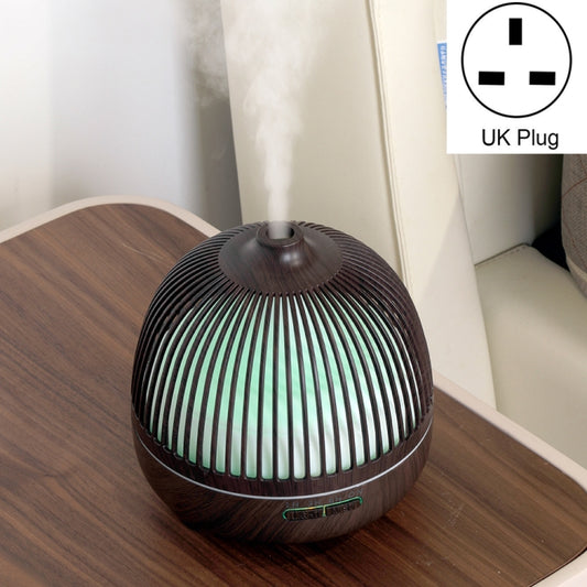 Bird Cage Wood Graphic Aromatherapy Machine Ultrasonic Smart Home Colorful Night Light Hollow Humidifier, Product specifications: UK Plug(Deep Wood Pattern) - Air Purifiers & Accessories by buy2fix | Online Shopping UK | buy2fix